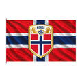Norway Double-Sided Flag with Norge Crest — Norwegian National Flag, patriotic outdoor banner for Norway Day & sports events