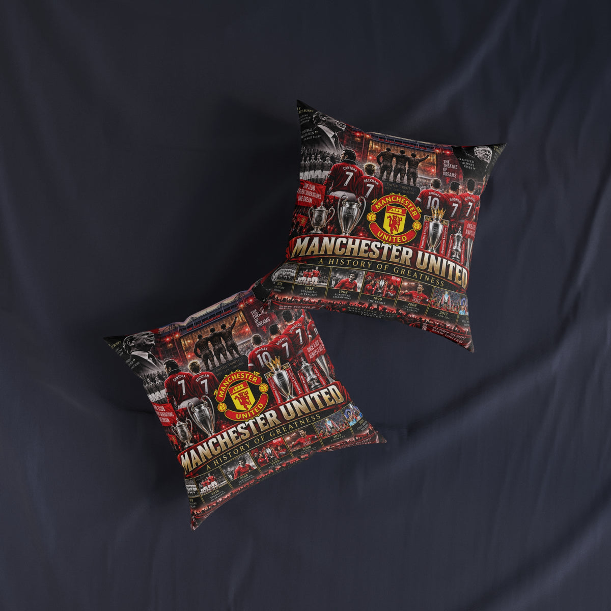 Manchester United Square Pillow — A History of Greatness Fan Cushion