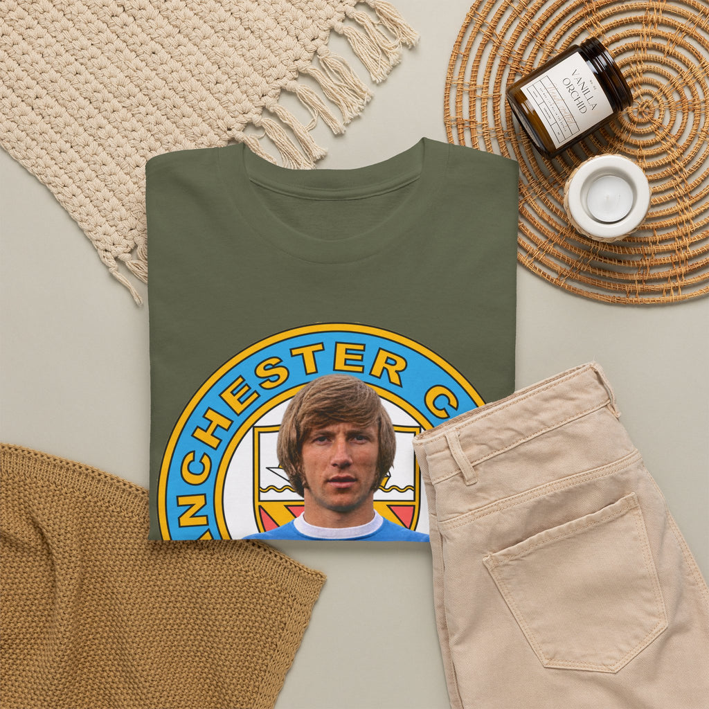 Colin Bell Manchester City Legend Cotton Tee — Retro Player Graphic