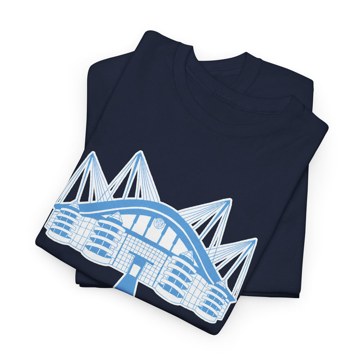Etihad Stadium Illustration Cotton T-Shirt — Blue Arena Graphic Tee