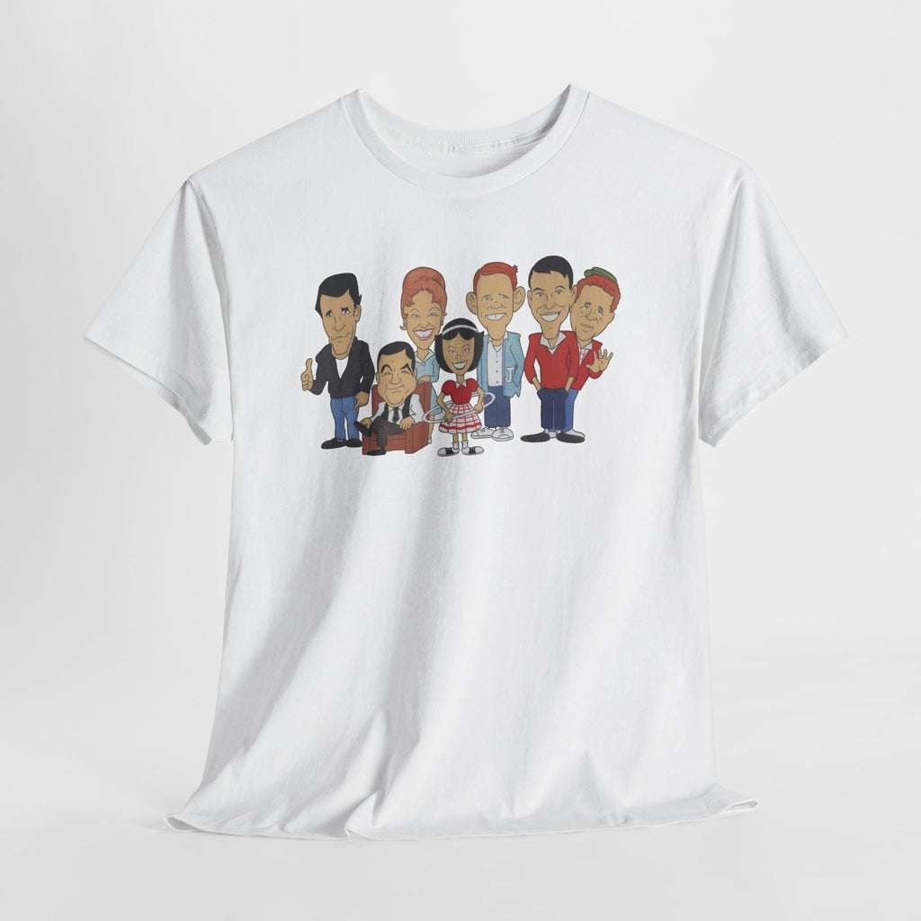 Happy Days Retro TV Cast Cartoon Tee - Vintage Sitcom Character Group Shirt