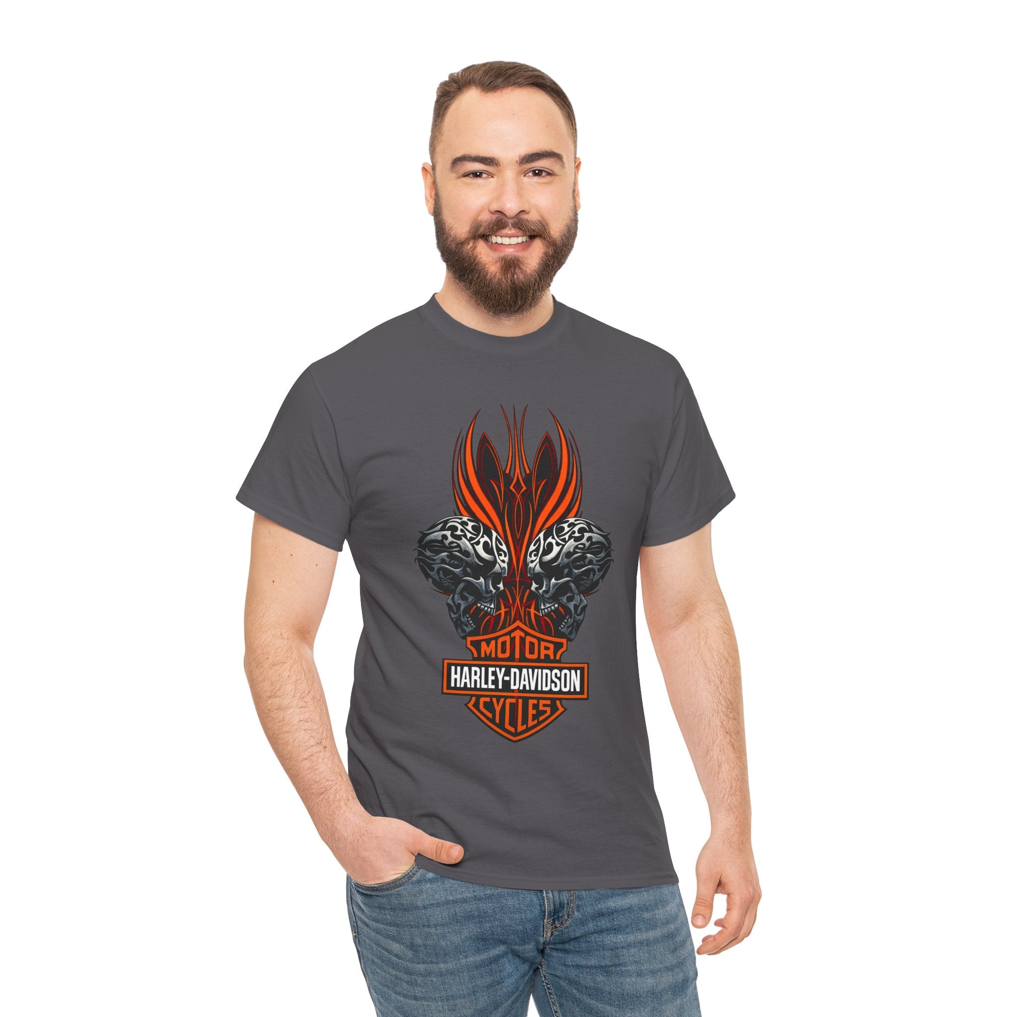 Harley-Davidson Flame Skull T‑Shirt — Motorcycle Biker Tee