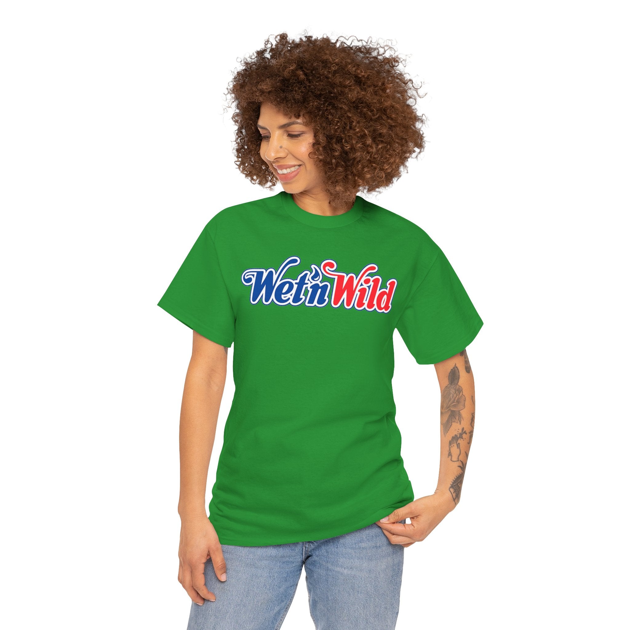 Wet 'n Wild Retro Script T-Shirt — Red & Blue Patriotic Graphic Tee