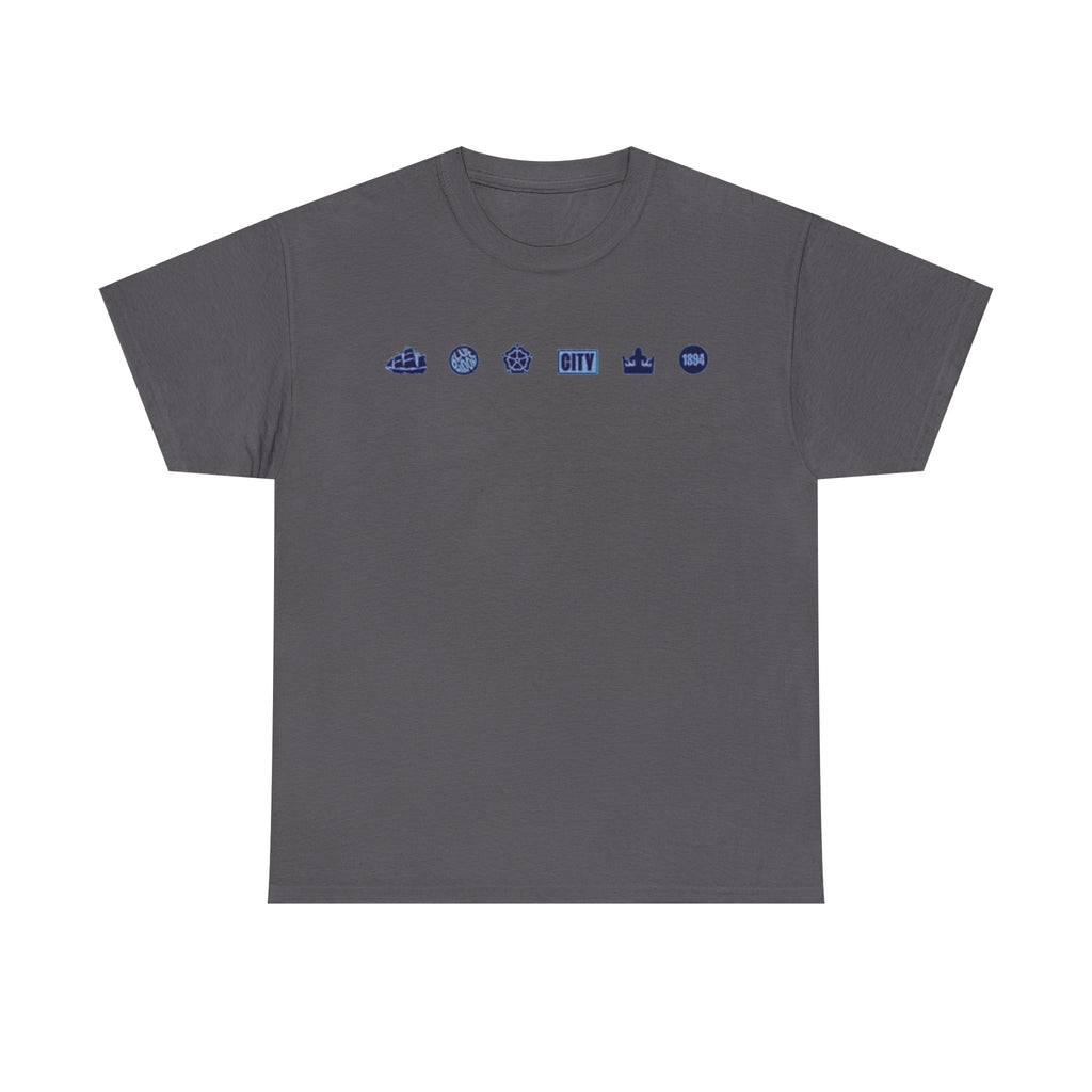 Manchester City Minimal City Icons Tee — Navy Skyline Icons Chest Print