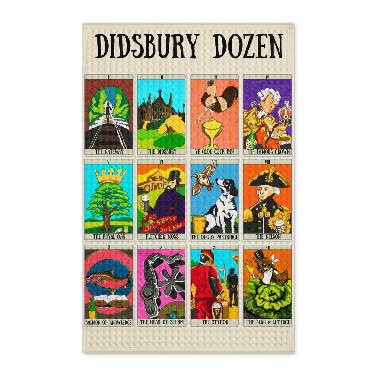 Didsbury Dozen Waffle Tea Towel — Vintage Lottery Card Kitchen Towel