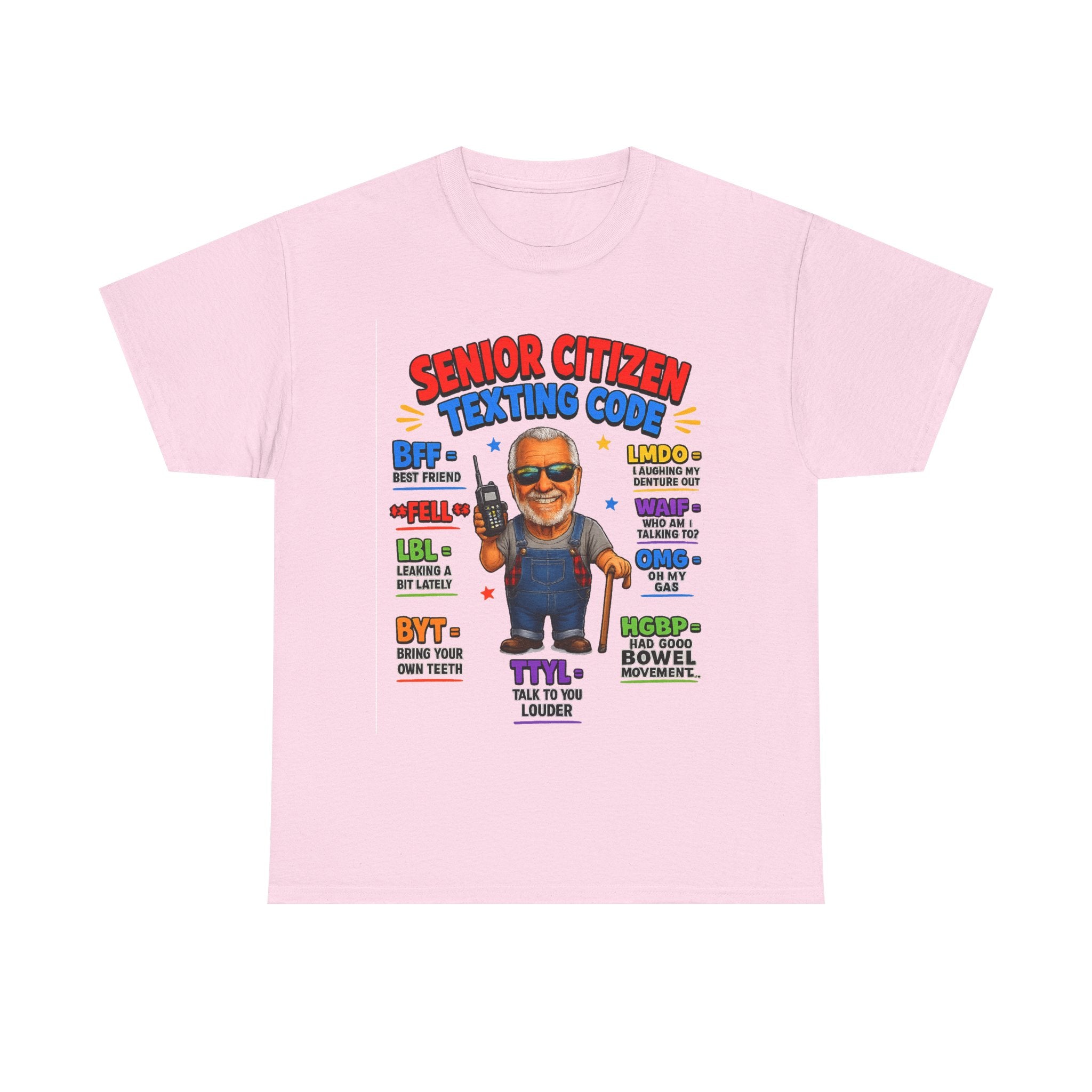 Senior Citizen Texting Code T-Shirt — Funny Grandpa Grandma Retirement Gift