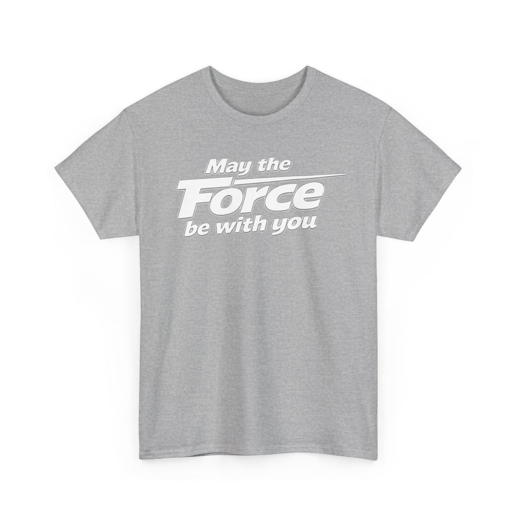 "May the Force Be With You" Retro Embossed Graphic T‑Shirt —