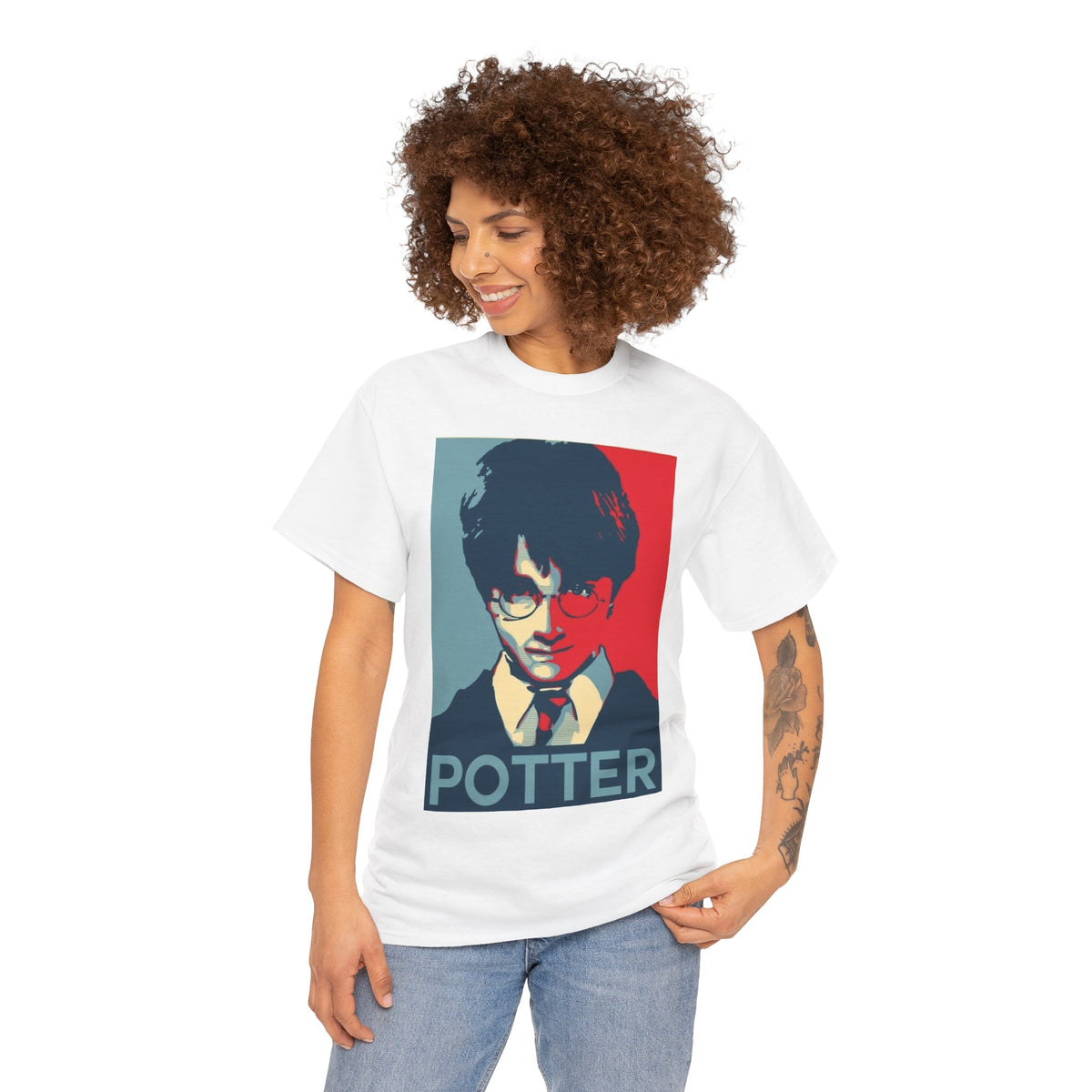Harry Potter Inspired Vintage Wizard Portrait Cotton T‑Shirt — 'Potter' Graphic Tee