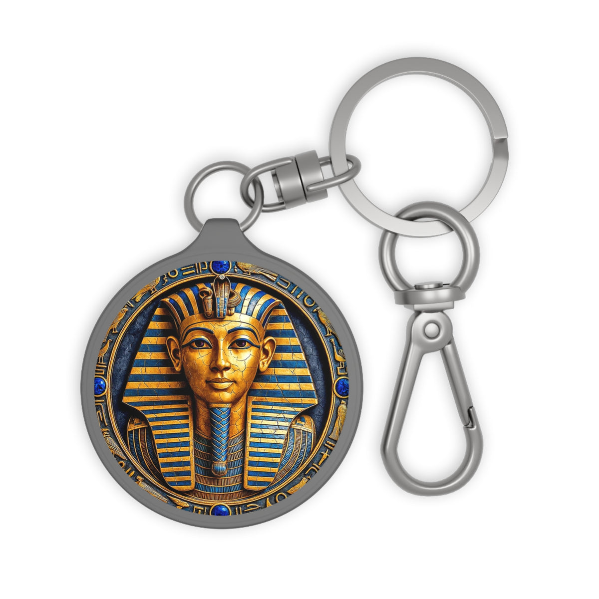 Egyptian Pharaoh Keyring Tag — Tutankhamun Golden Mask Keychain