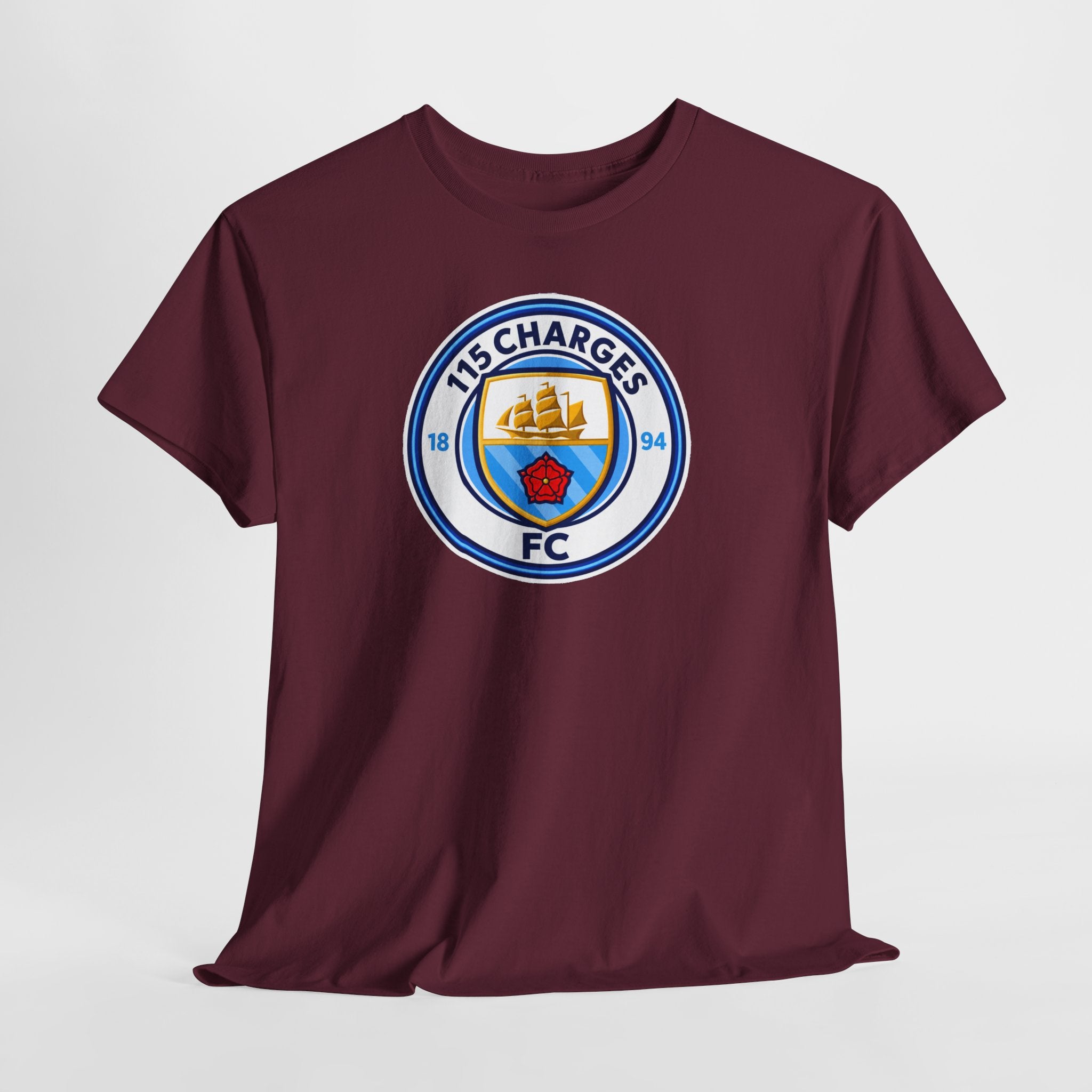 115 Charges FC Crest Cotton Tee — Vintage Blue Club Logo T-Shirt