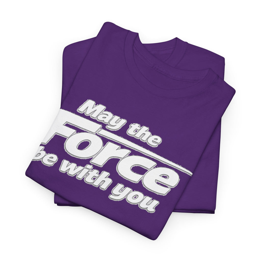 "May the Force Be With You" Retro Embossed Graphic T‑Shirt —