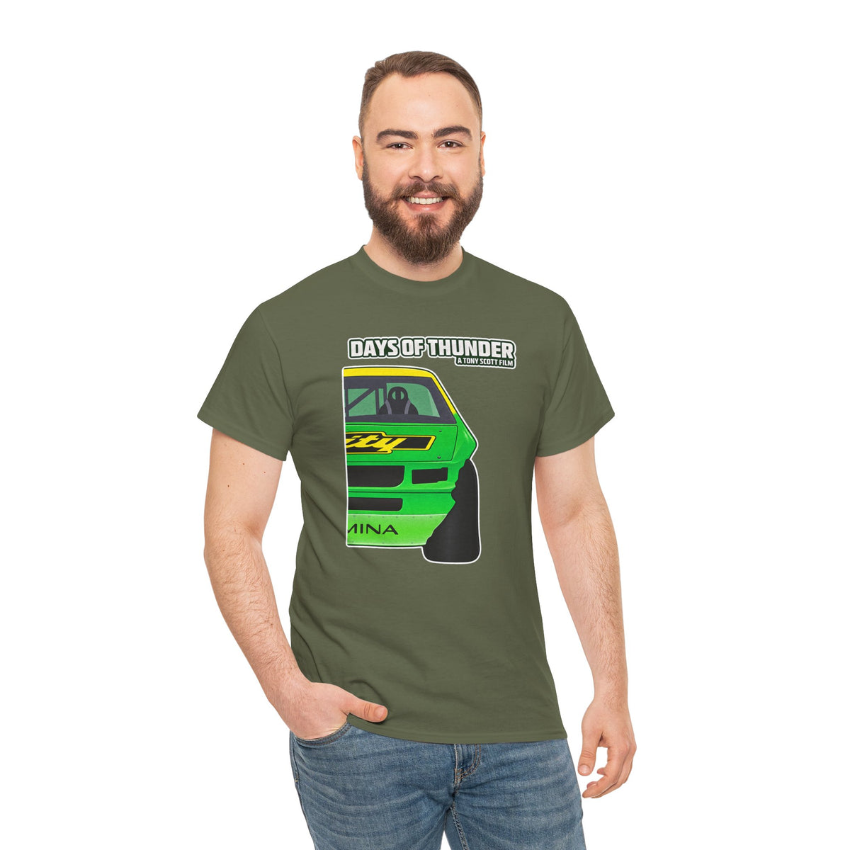 Days of Thunder Racing Car T‑Shirt — Retro Green Muscle Car Tee