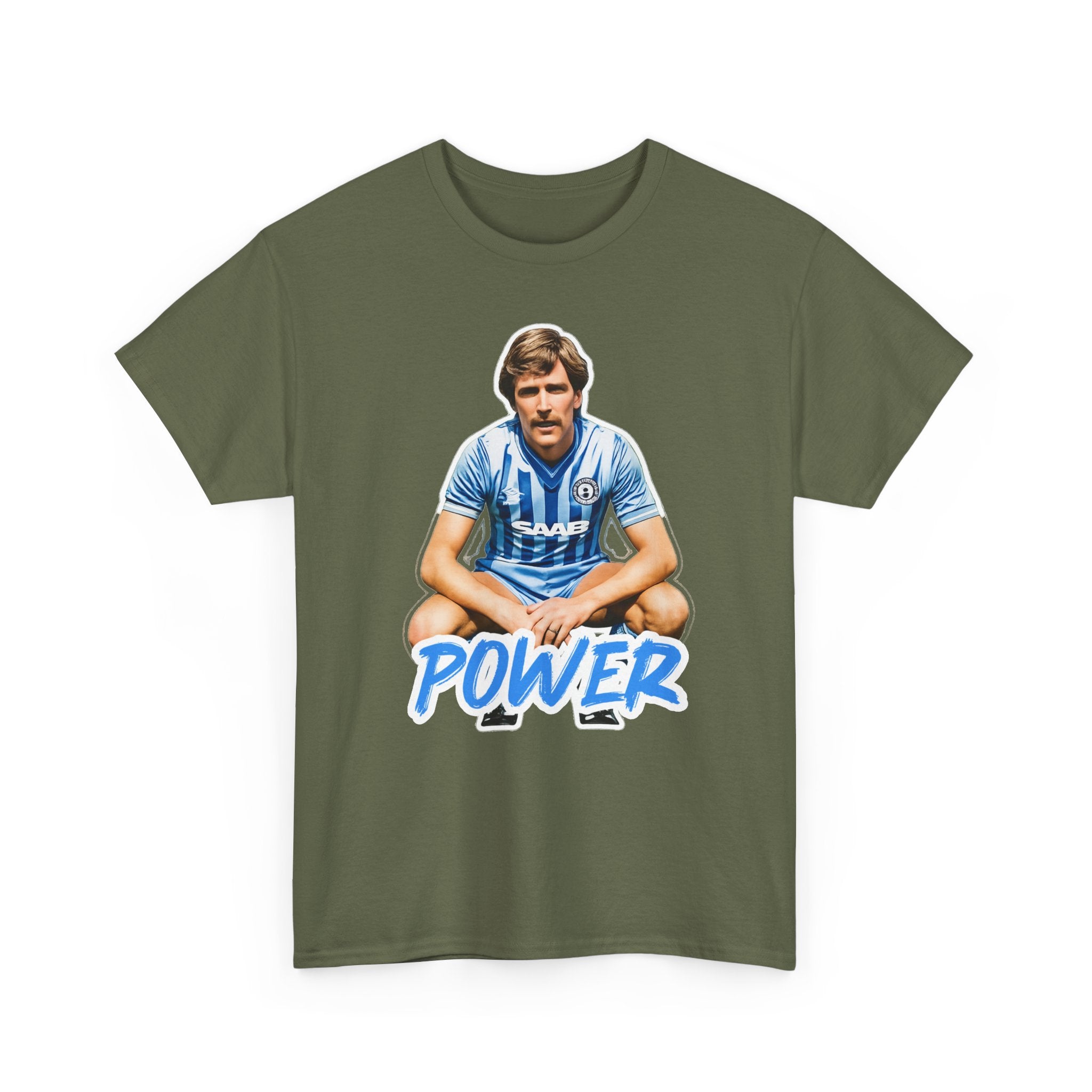 Paul Power Manchester City Legend Player Graphic Tee — Retro Football Jersey Design