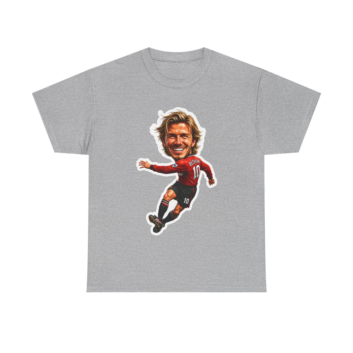 Beckham Caricature Cotton T-Shirt — Retro Football Player Graphic Tee