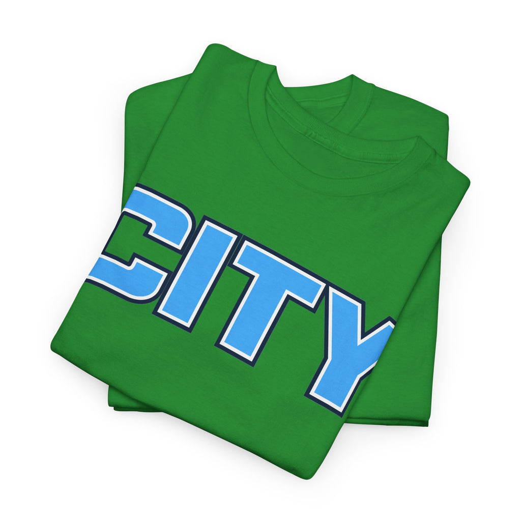CITY Graphic Tee — Retro Man City Inspired Blue Block Letter T-Shirt