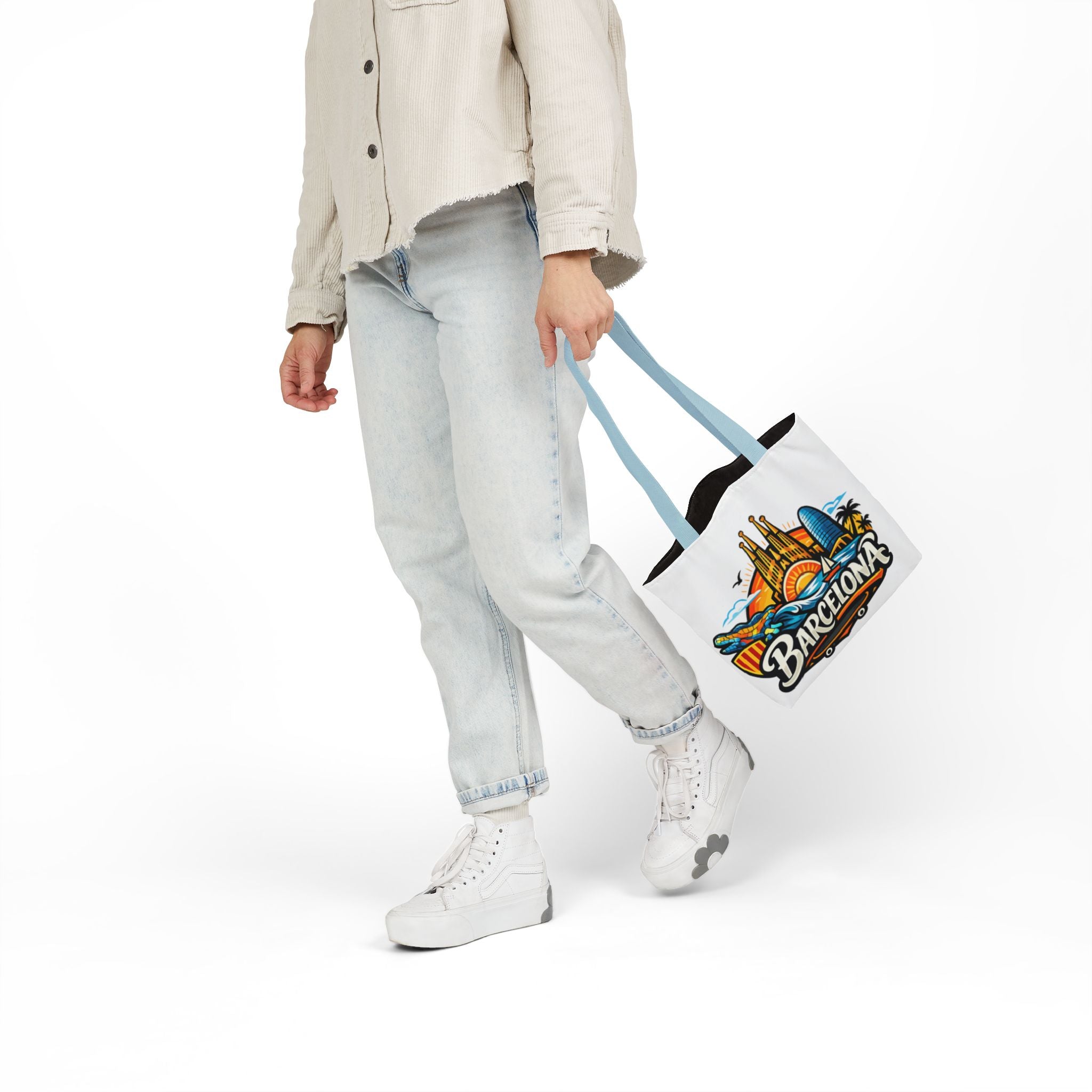 Barcelona Skyline Canvas Tote Bag — Colorful Travel Souvenir Tote