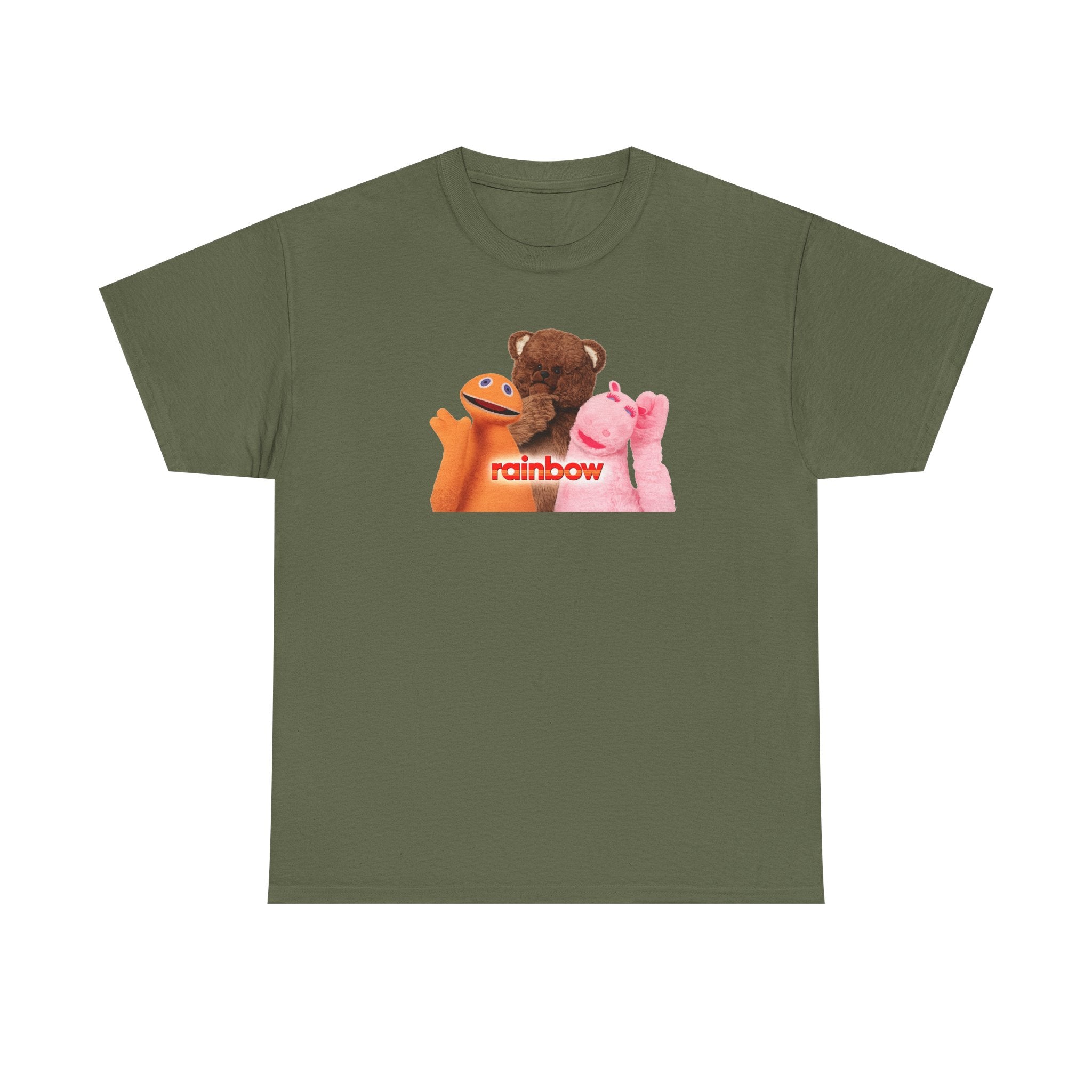 Rainbow Kids TV Zippy, George and Bungle Puppets T-Shirt — Cute Teddy & Hand Puppets Graphic Tee