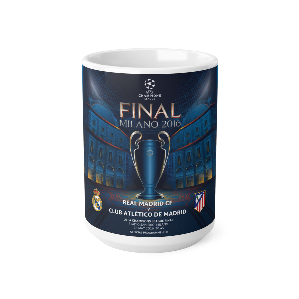 2016 UEFA Champions League Final Programme Cover Inspired Ceramic Coffee Mug — 11oz/15oz