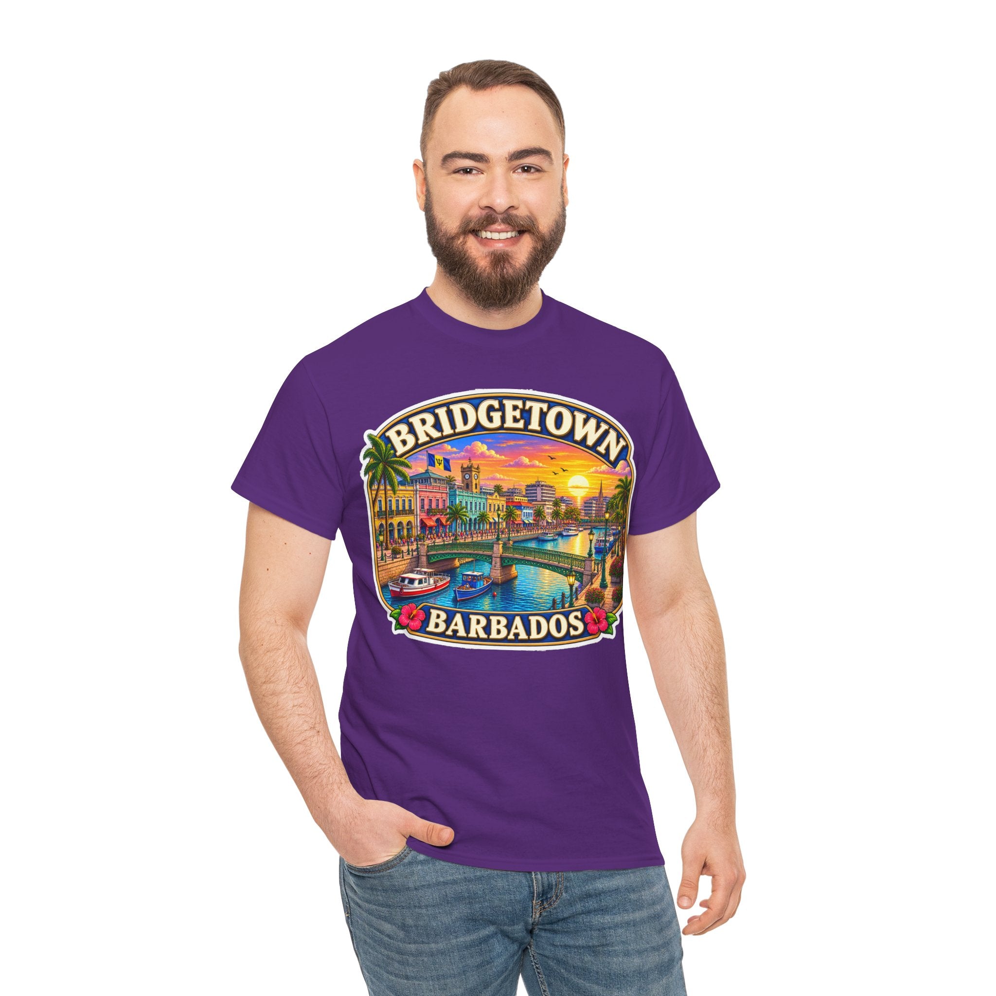 Bridgetown Barbados Vintage Sunset Tee — Caribbean Travel Souvenir T-Shirt