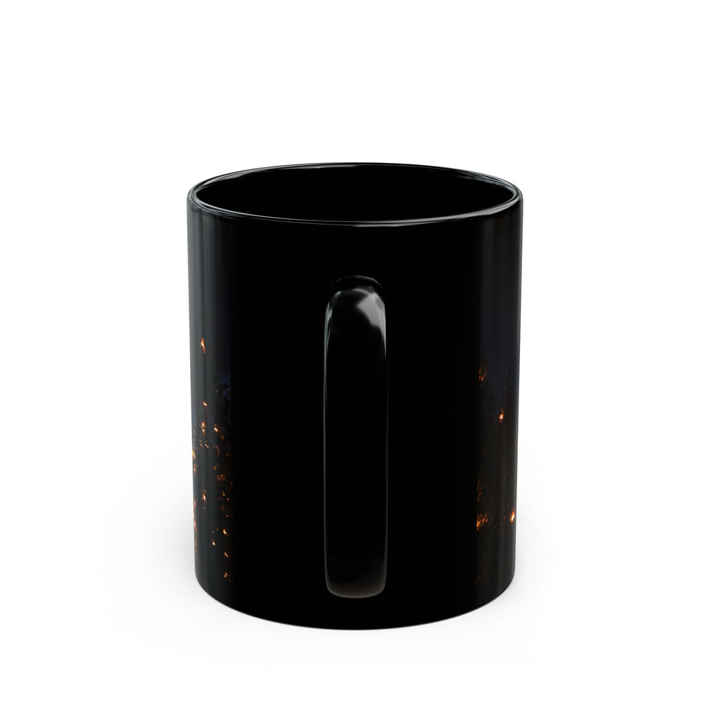 Hogwarts Night Castle Black Coffee Mug – Festive Illuminated Castle Panorama (11oz & 15oz)