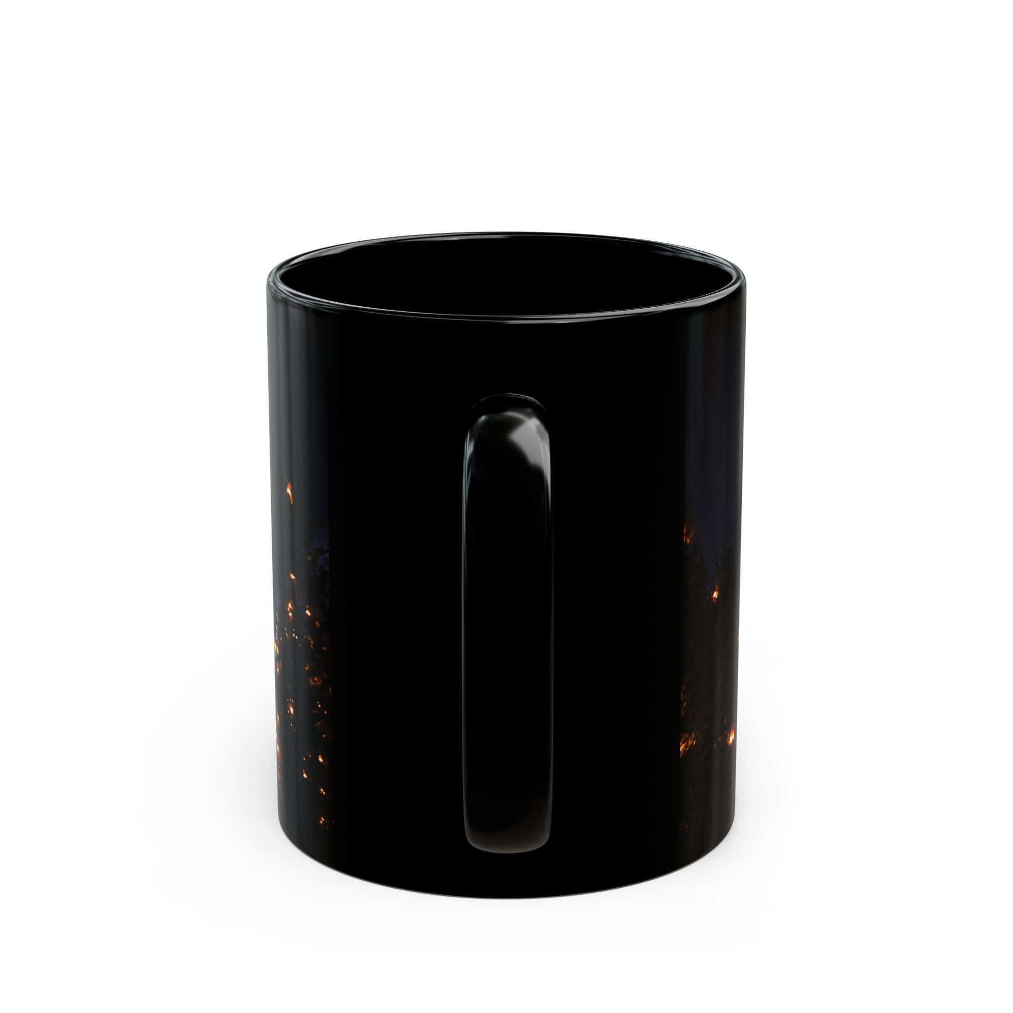 Hogwarts Night Castle Black Coffee Mug – Festive Illuminated Castle Panorama (11oz & 15oz)