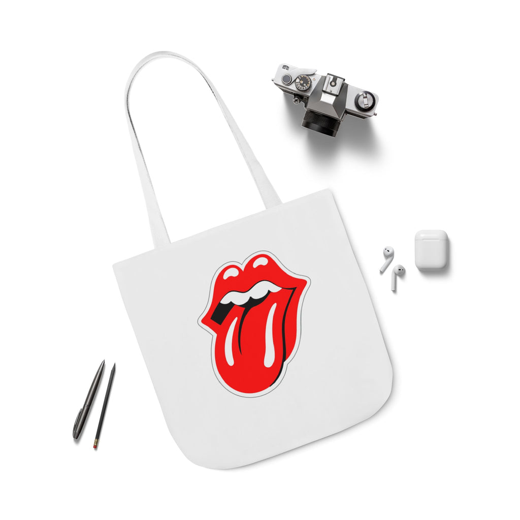 Rock & Roll Tongue Canvas Tote Bag — Retro Lip Graphic