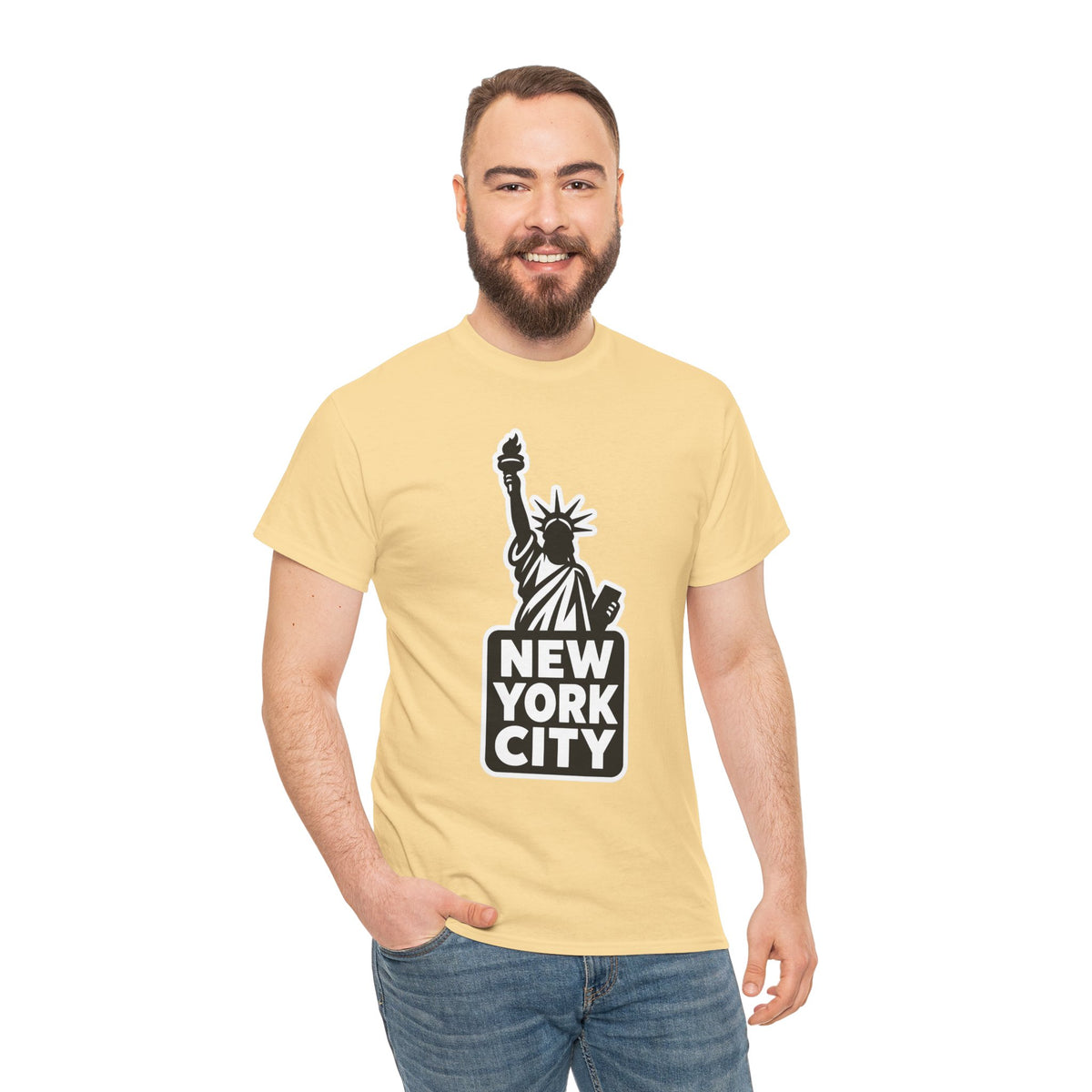 New York City Statue of Liberty Graphic Cotton T-Shirt / Tee