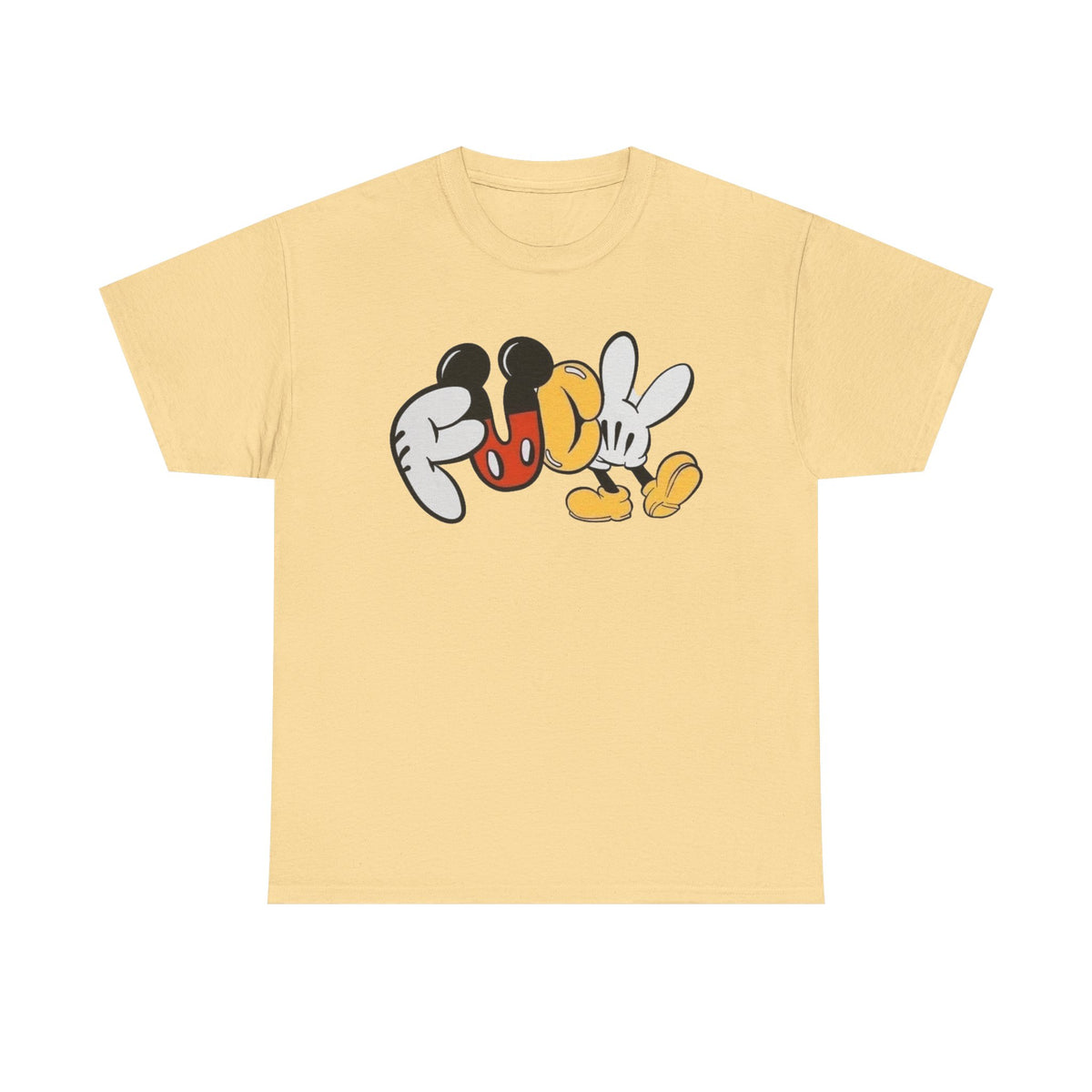 F**K Disney Graphic Tee — Playful Cartoon Hands & Shoes Design