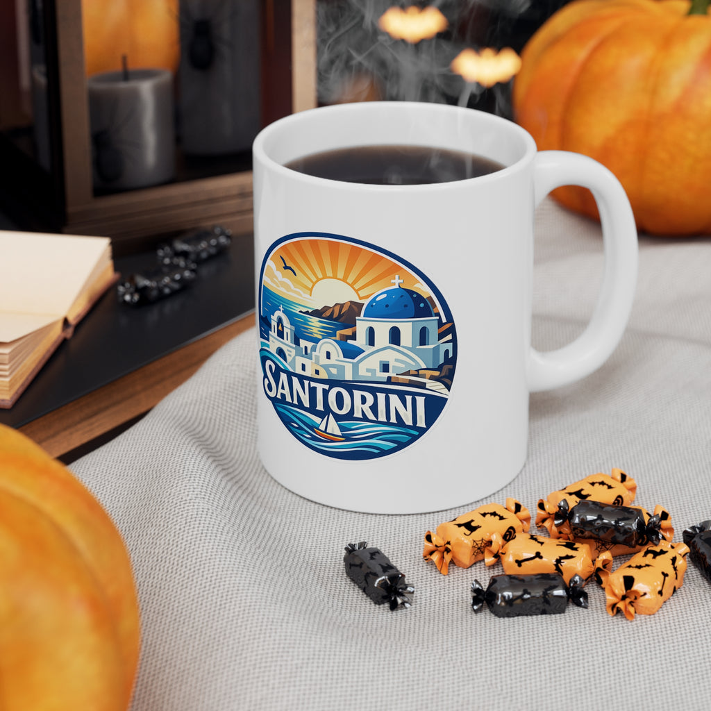 Santorini Ceramic Coffee Mug — Greece Travel Souvenir 11oz/15oz