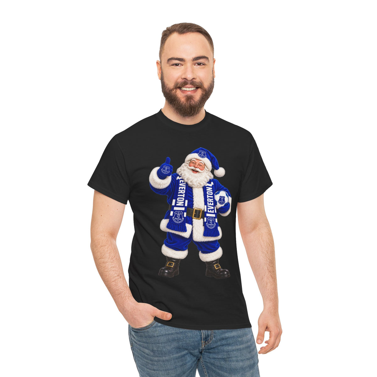 Everton Santa Scarf Christmas Tee - Holiday Vintage Santa T-Shirt