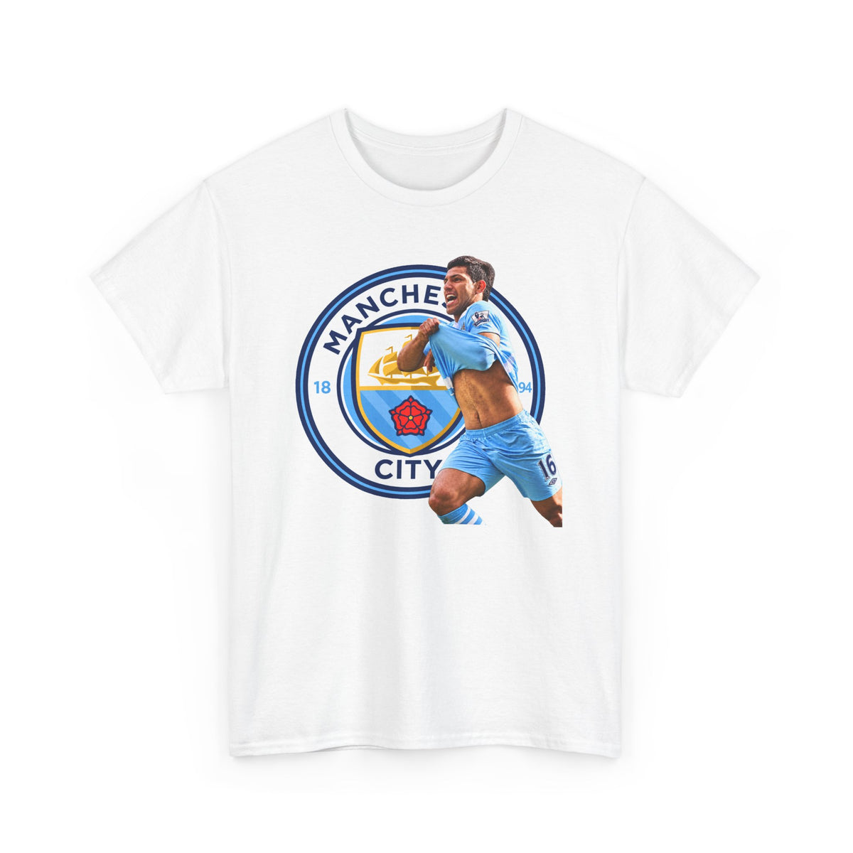 Sergio Aguero Manchester City Legend Soccer Tee — Player Celebration Graphic T-Shirt