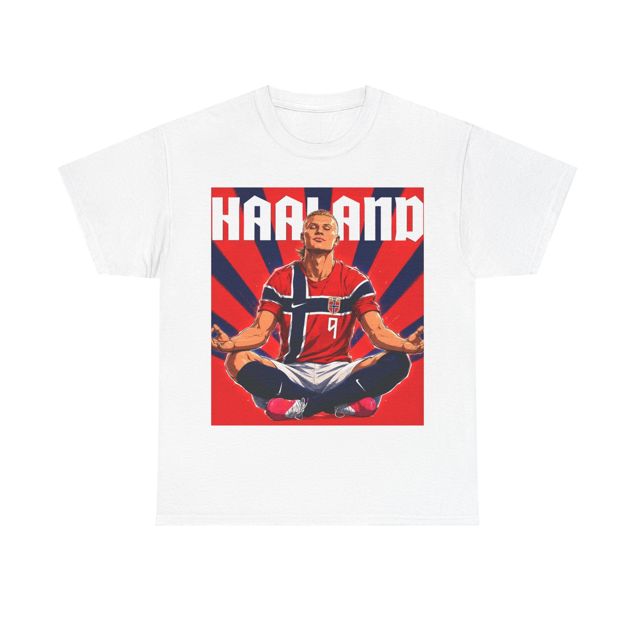 Erling Haaland Norway Soccer Tee — Retro Striped Athletic Graphic T-Shirt