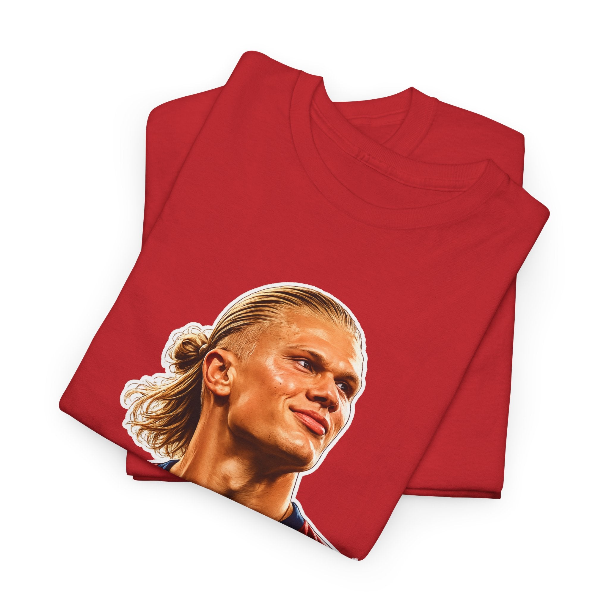 Erling Haaland Soccer Star Graphic Tee — #9 Norway Jersey Player Portrait
