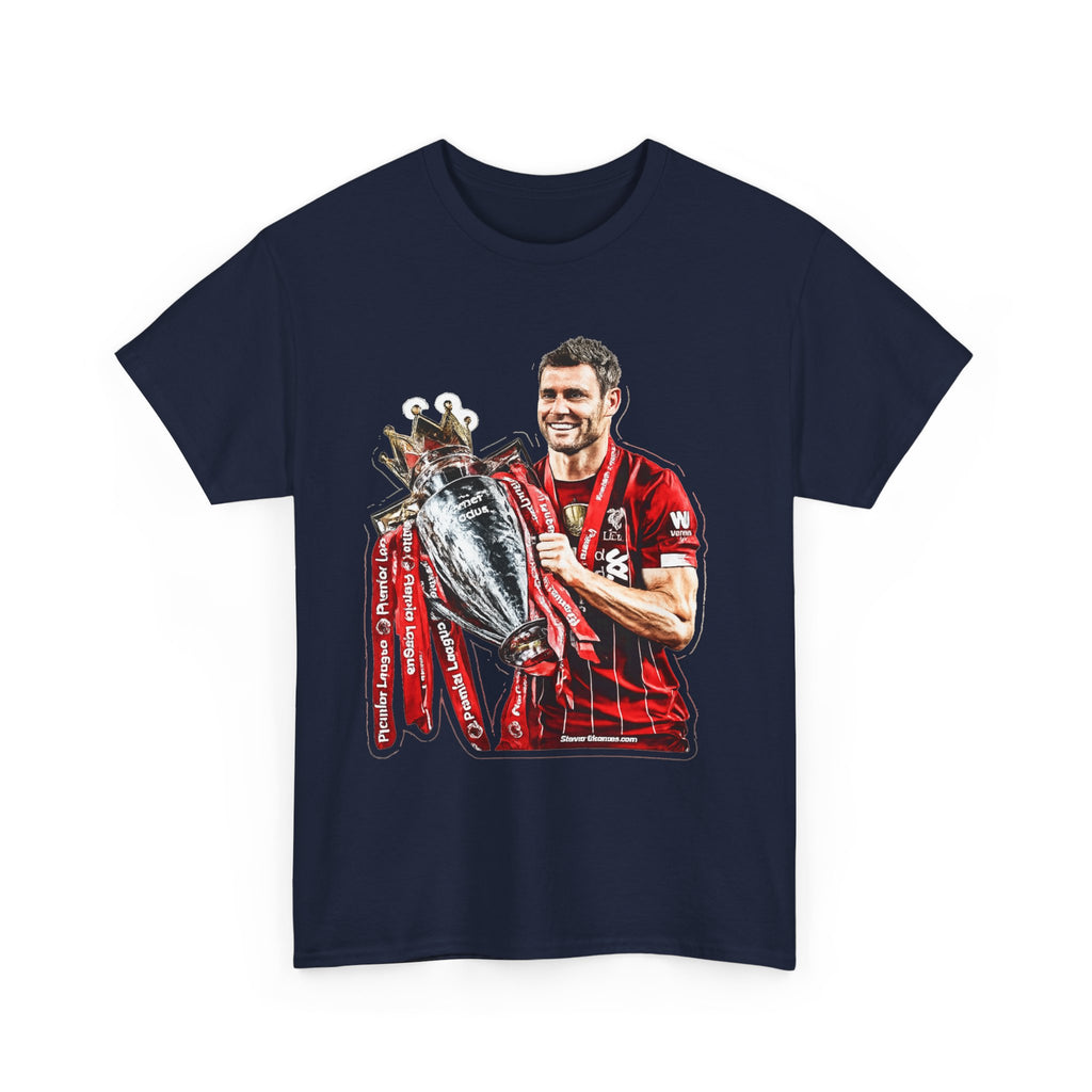 James Milner Liverpool Premier League Champion Trophy T-Shirt — Player Holding Premier Trophy