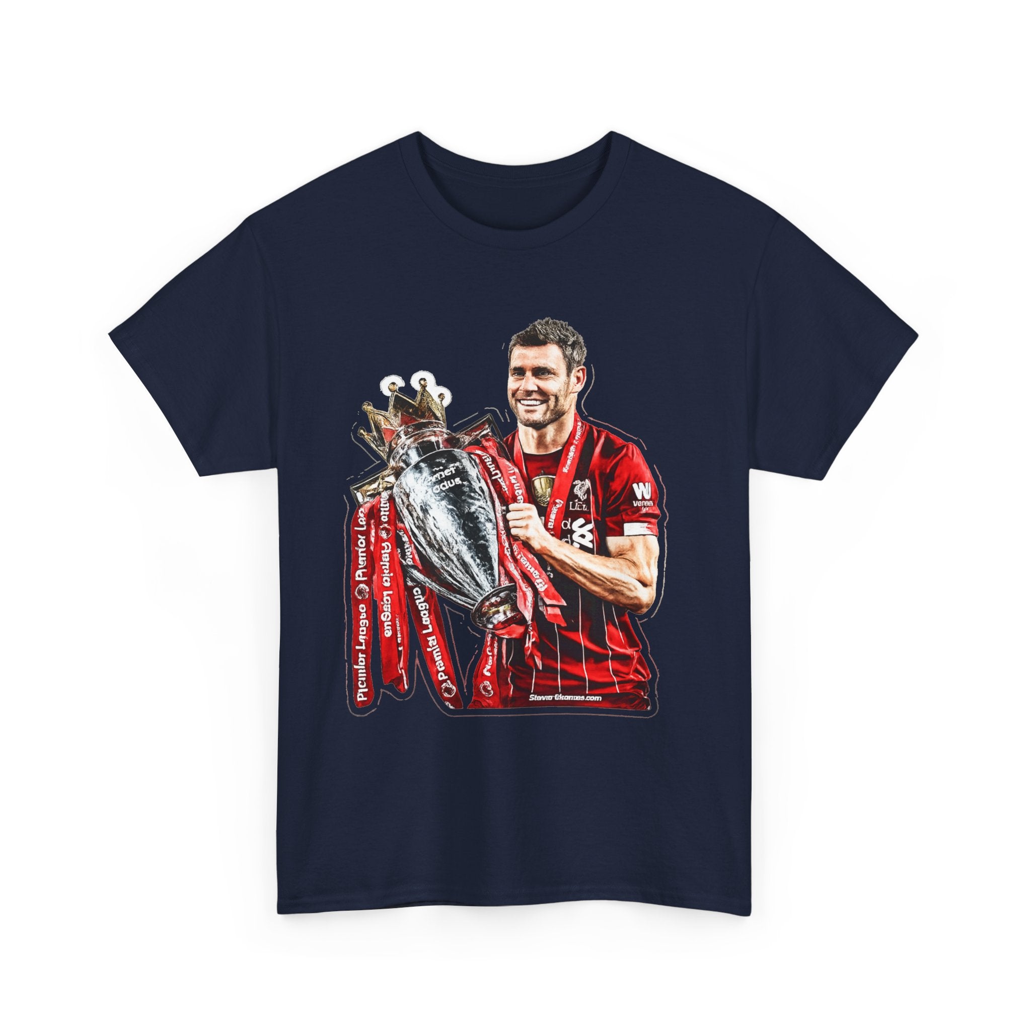 James Milner Liverpool Premier League Champion Trophy T-Shirt — Player Holding Premier Trophy