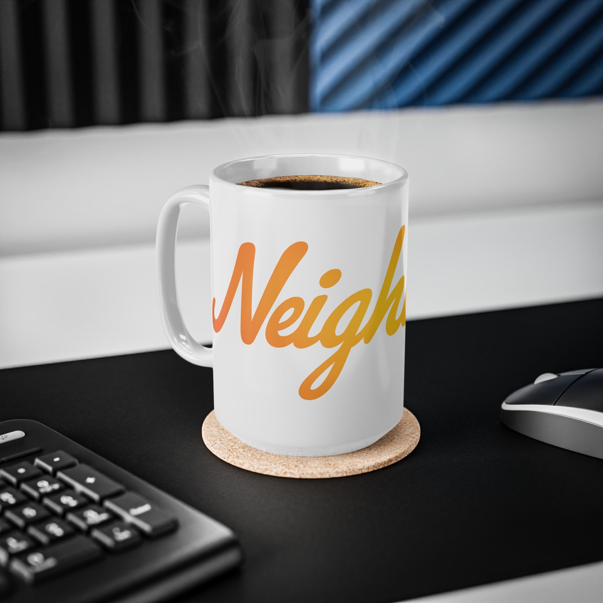 Neighbor Script Ceramic Mug — 11oz & 15oz Coffee Cup