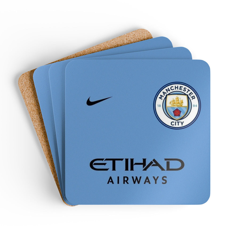 Manchester City Football Cork Coaster Set — Etihad Airways Logo