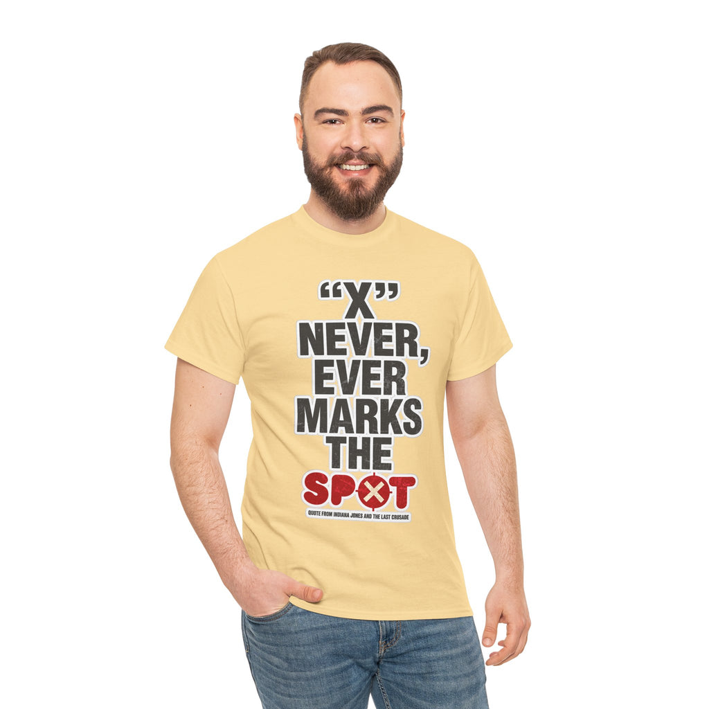 Indiana Jones Inspired T-Shirt — "X" Never, Ever Marks the Spot Pirate Map Humor Tee