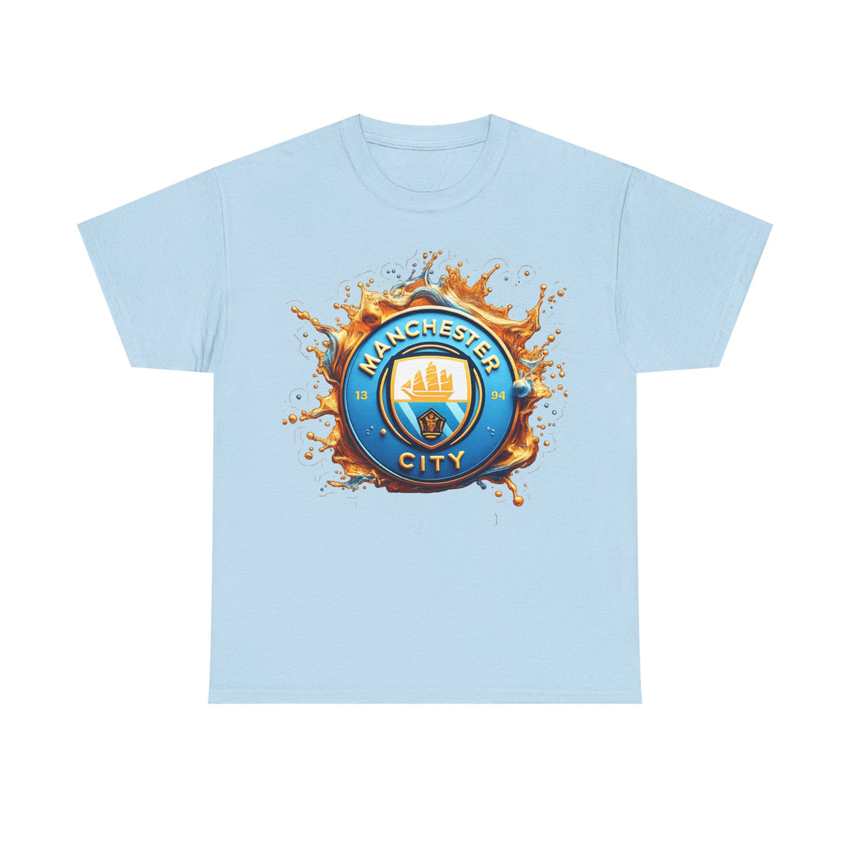 Manchester City Inspired Splash Logo Cotton T-Shirt