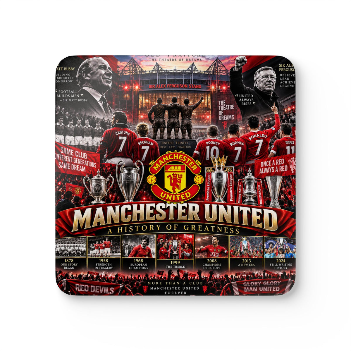 Manchester United Corkwood Coaster Set — A History of Greatness