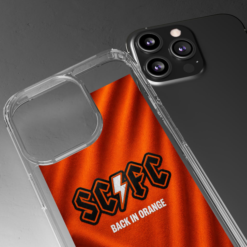 Salford CIty Inspired Phone Case — 'SCFC Back in Orange' Clear Protective Cover