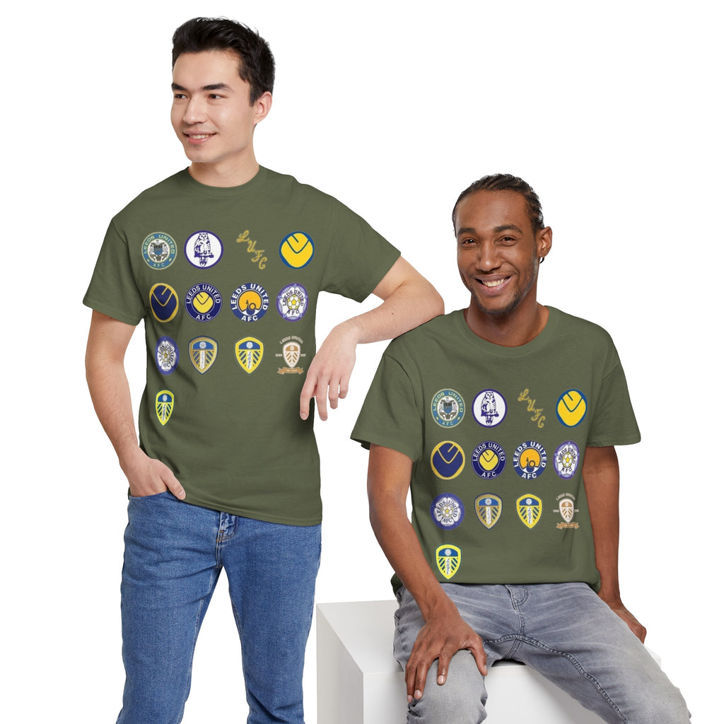 Leeds United Retro Crest Cotton T-Shirt — Vintage Football Club Emblem Tee