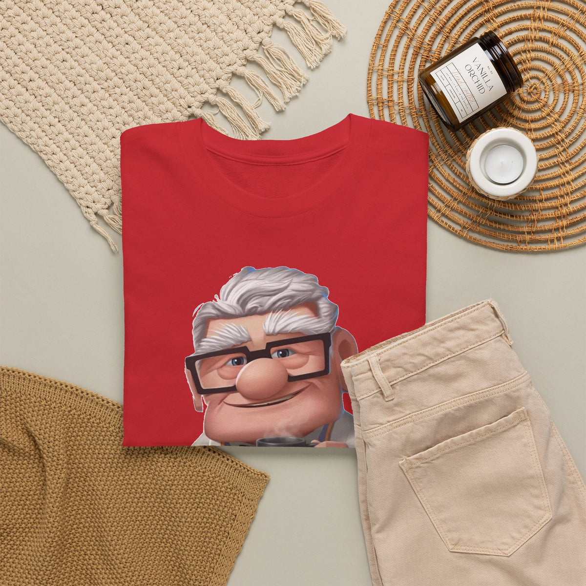 Disney Up Cartoon Grandpa Mug Graphic Tee - Cute Elderly Character T-Shirt