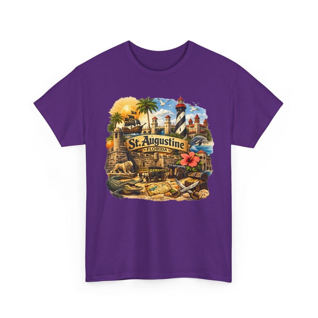 St. Augustine Florida Vintage Travel Tee — Retro Beach & Lighthouse Souvenir T-Shirt