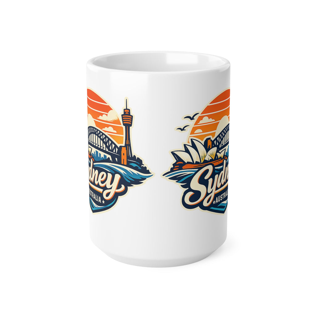 Sydney Skyline Coffee Mug — Vintage Sunset Opera House & Harbour Bridge Ceramic Cup (11oz, 15oz)