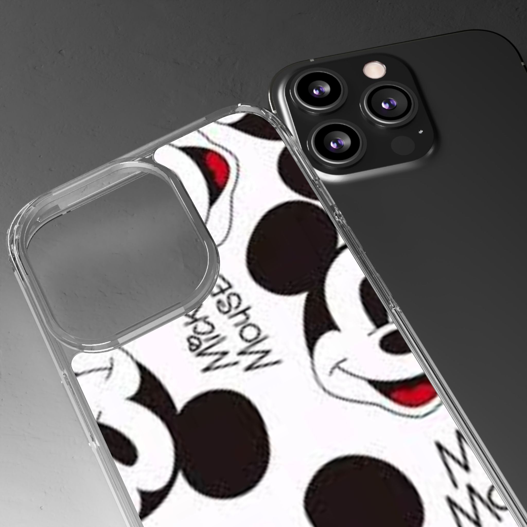 Mickey Mouse Clear Phone Case – Retro Cartoon Pattern Clear Case