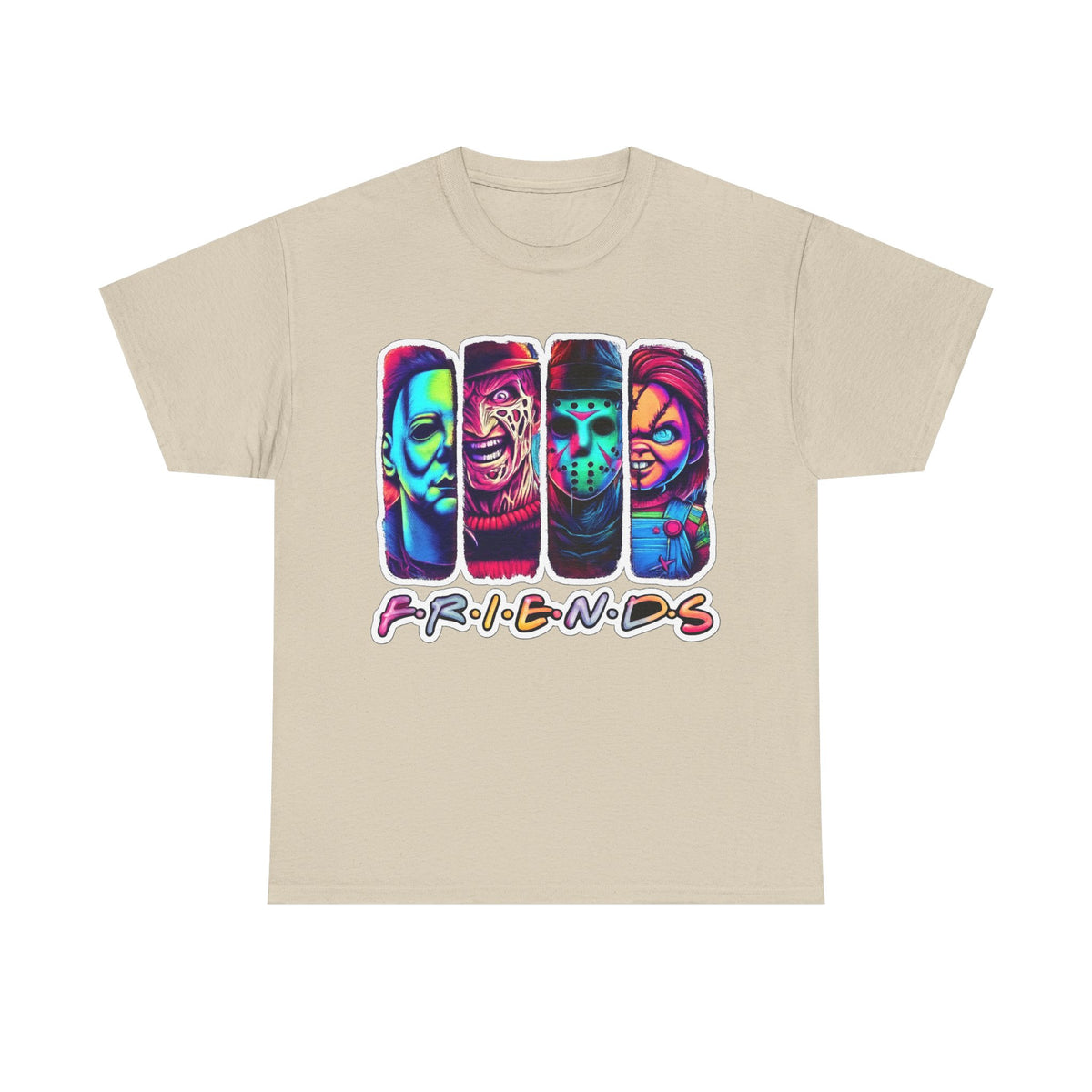 Halloween Horror Icons "Friends" T-Shirt — Neon Retro Slasher Tee