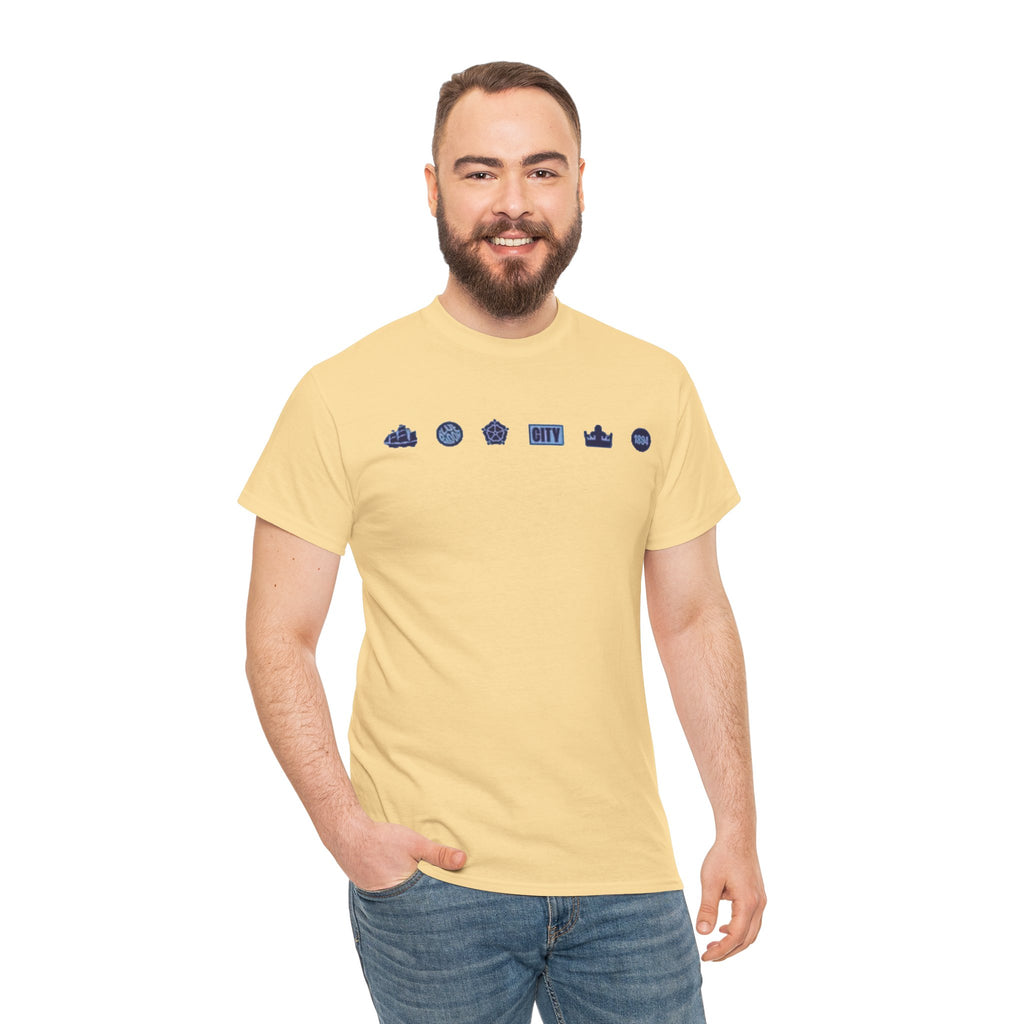 Manchester City Minimal City Icons Tee — Navy Skyline Icons Chest Print