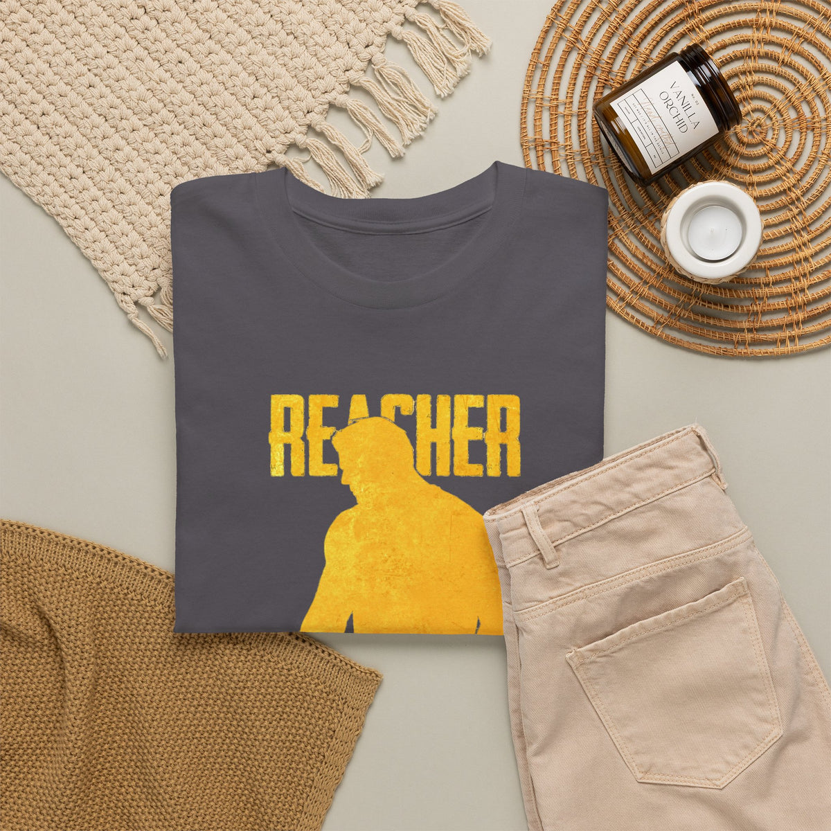 Reacher Silhouette Tee – Bold Yellow Graphic Shirt