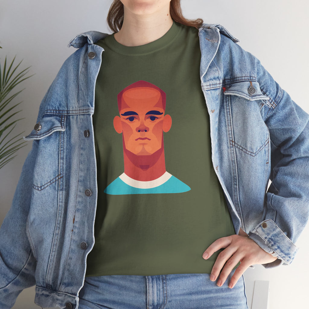 Vinny Kompany Manchester City Legend Minimalist Portrait Tee — Bold Stylized Face Graphic T-Shirt